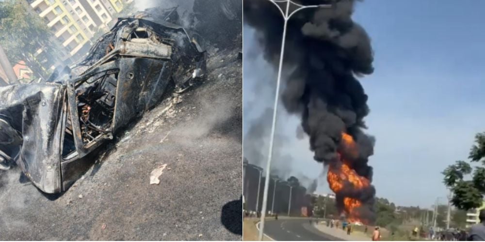 Collage of the tanker explosion.